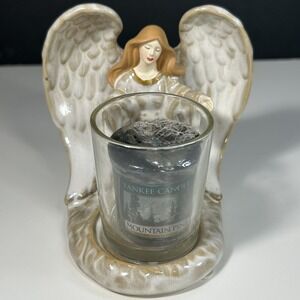 Yankee Candle Angel Tea Light Candle Holder Ceramic Figurine 4.5" with Candle